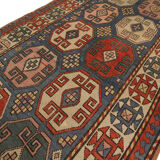 Antique Caucasian Kazak Rug From Azerbaijan 1900s- 117x240cm