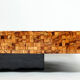 Table basse marqueterie de bois d’olivier par Sandro Petti 1970