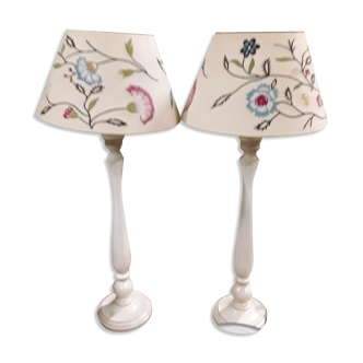 Paire de lampes à fleurs