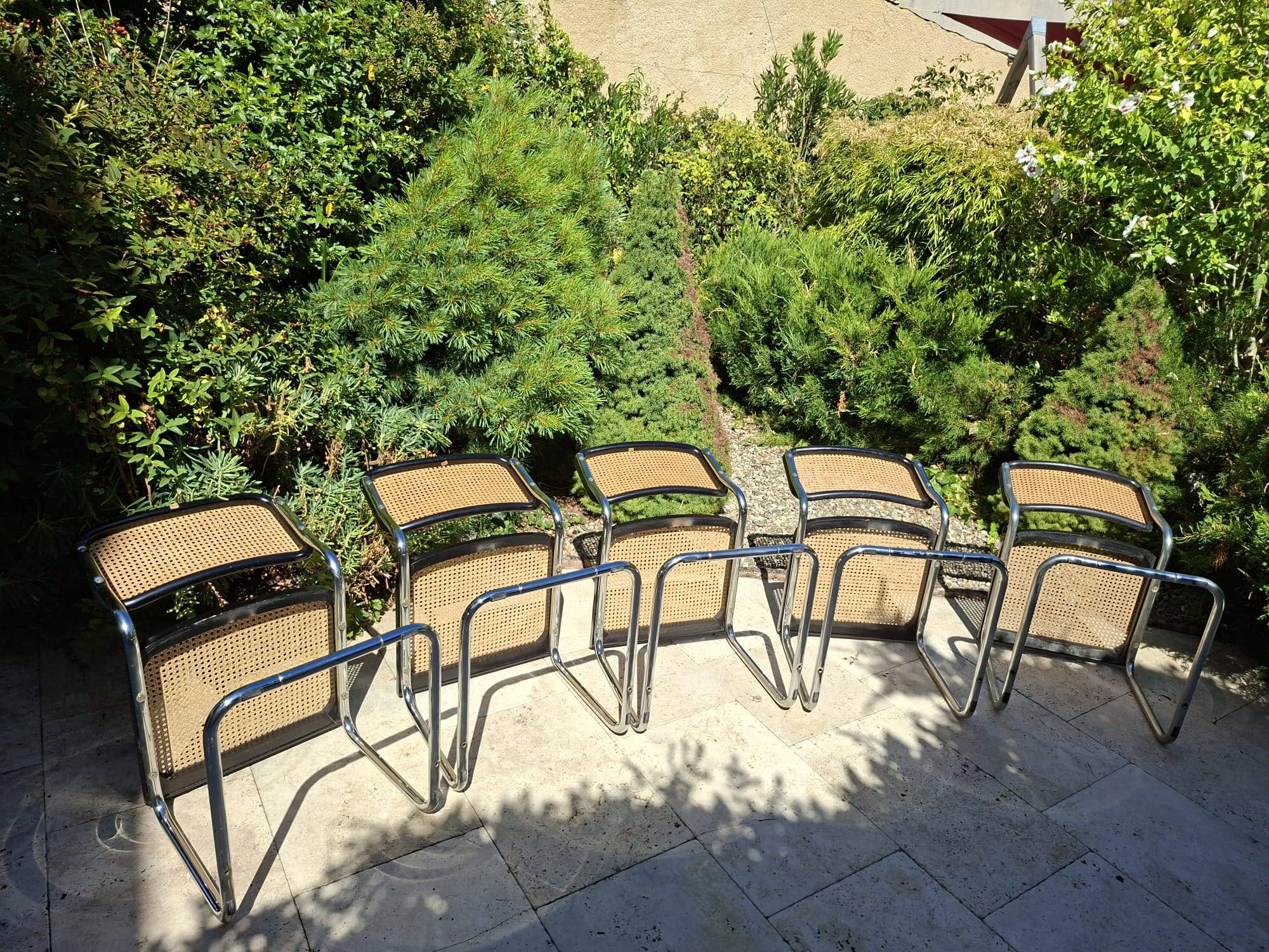 Set of 6 black Marcel Bauer B32 style chairs