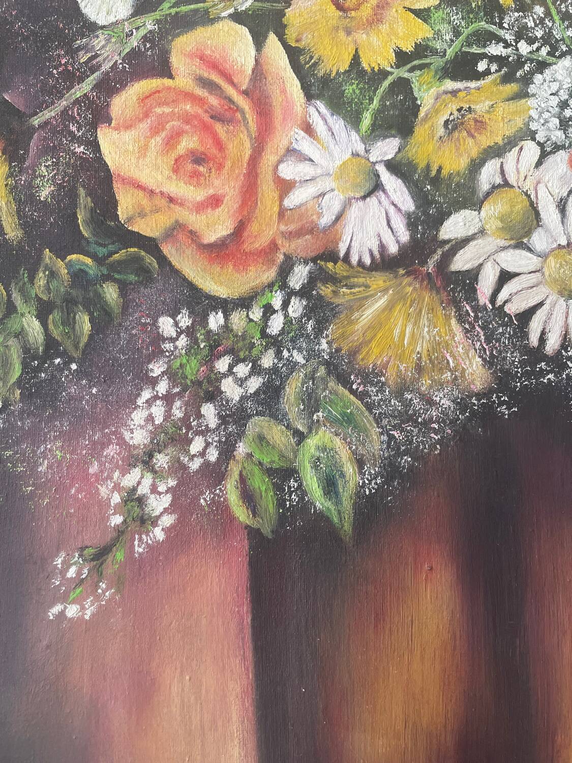 Large framed flower painting