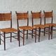 Set of 4 teak dining chairs with patinated cane after Gio Ponti, Italy 1960