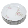 Ancien service 6 assiettes plates en porcelaine décor fleur collection art table