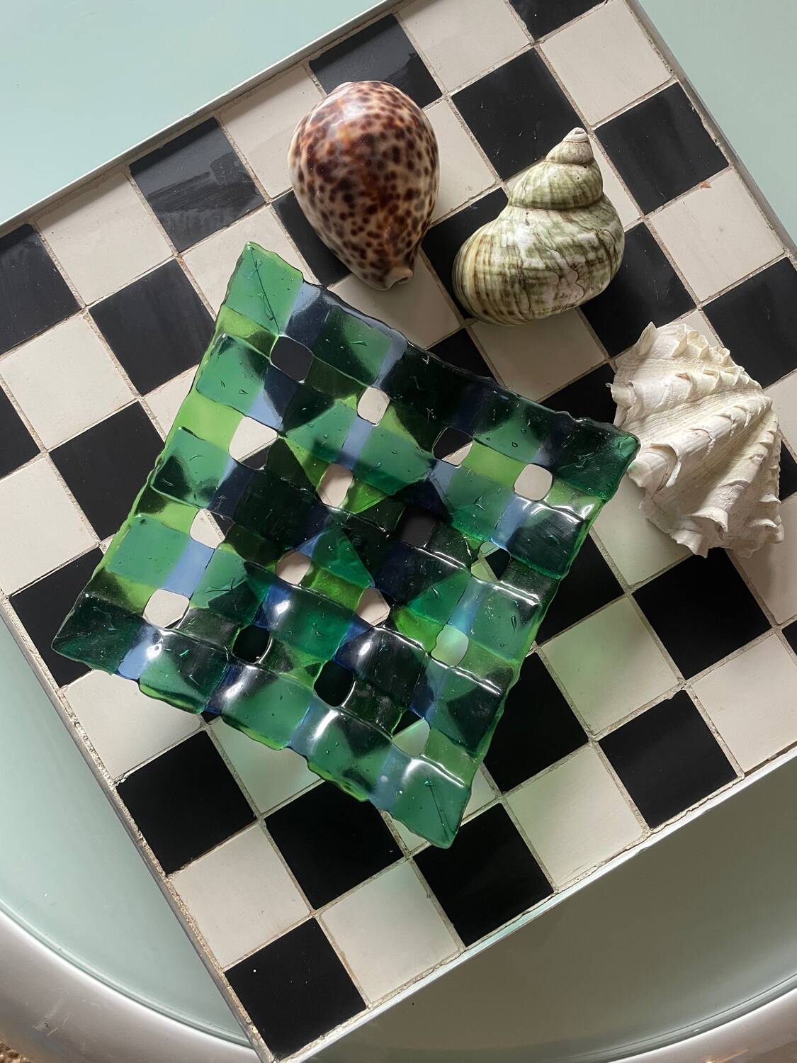 Coupelle à bijoux en verre soufflé bouche tressée de Murano