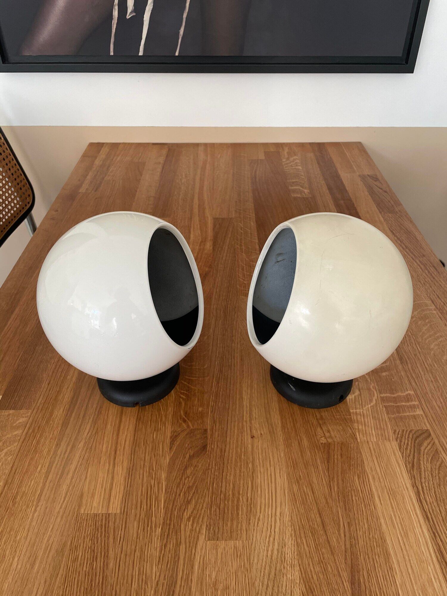 Pair of adjustable vintage wall lamps, white lacquered metal, LITA 1970