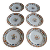 Limoges porcelain Haviland 6 flat plates decor "In the basket"