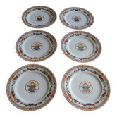 Limoges porcelain Haviland 6 flat plates decor "In the basket"