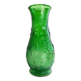 Constantin Vase Made in Italy vintage green glass with floral relief