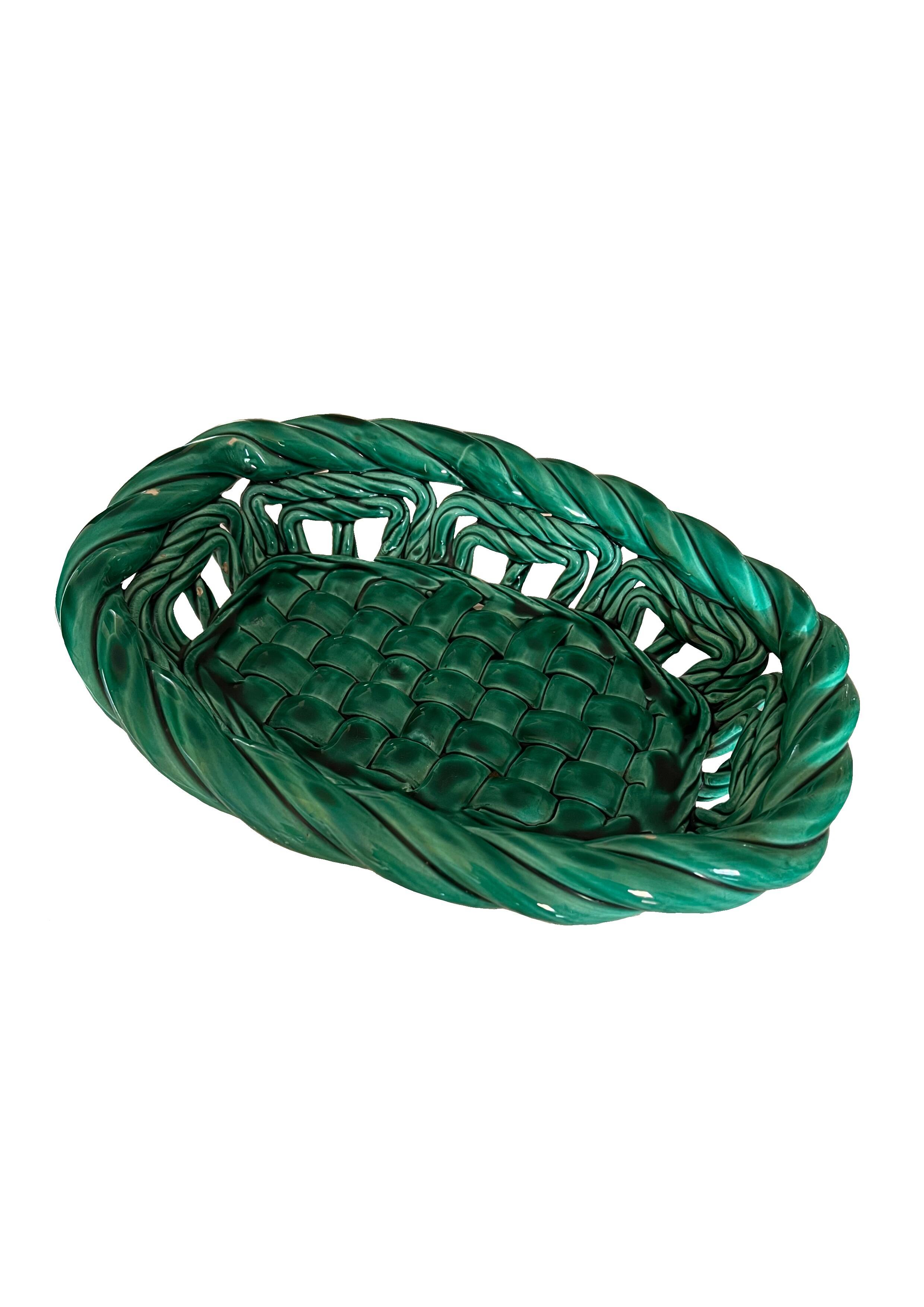 Vallauris Green Glazed Ceramic Bowl