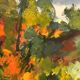 Swedish Oil on Canvas "Autumn Landscape" by Stig Hallblom, Vintage & Framed