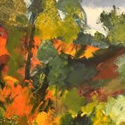 Swedish Oil on Canvas "Autumn Landscape" by Stig Hallblom, Vintage & Framed