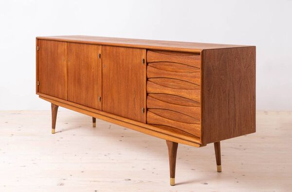 Buffet Sven Andersen en teck, moderne scandinave, moderne du milieu du siècle, années 1950