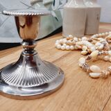 Silver metal table candle holder