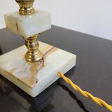 Onyx and brass lamp with opaline globe