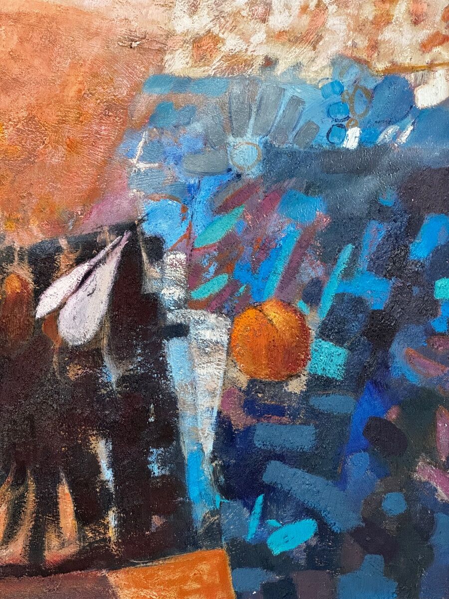 The fruit bowl. Large oil on panel 130 x 90cm. Ange Tomaselli.