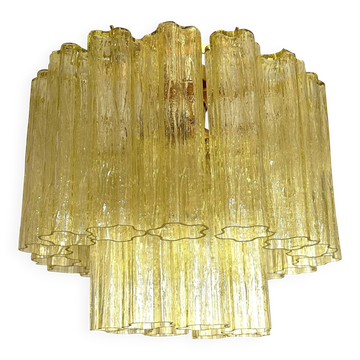 Murano glass ceiling light "Tronchi" in light amber, luxury Italian style in the manner of Venini.
