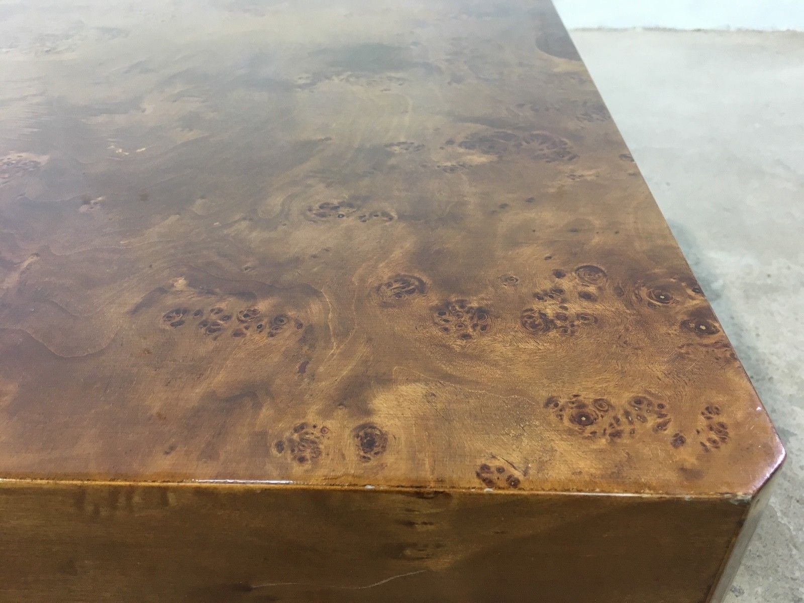 70s walnut magnifying glass coffee table