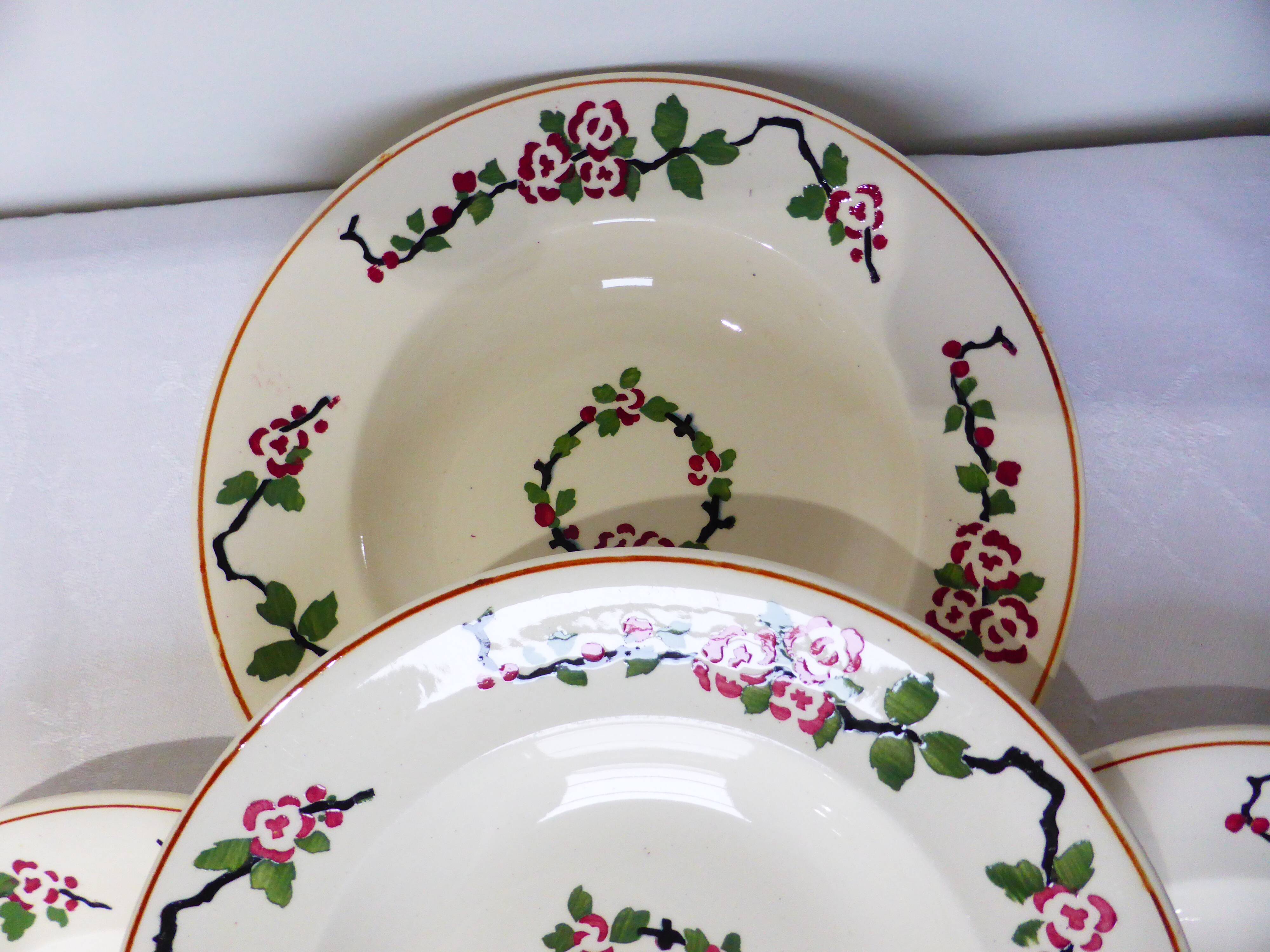 4 Longwy soup plates, Hawthorn pattern 211260