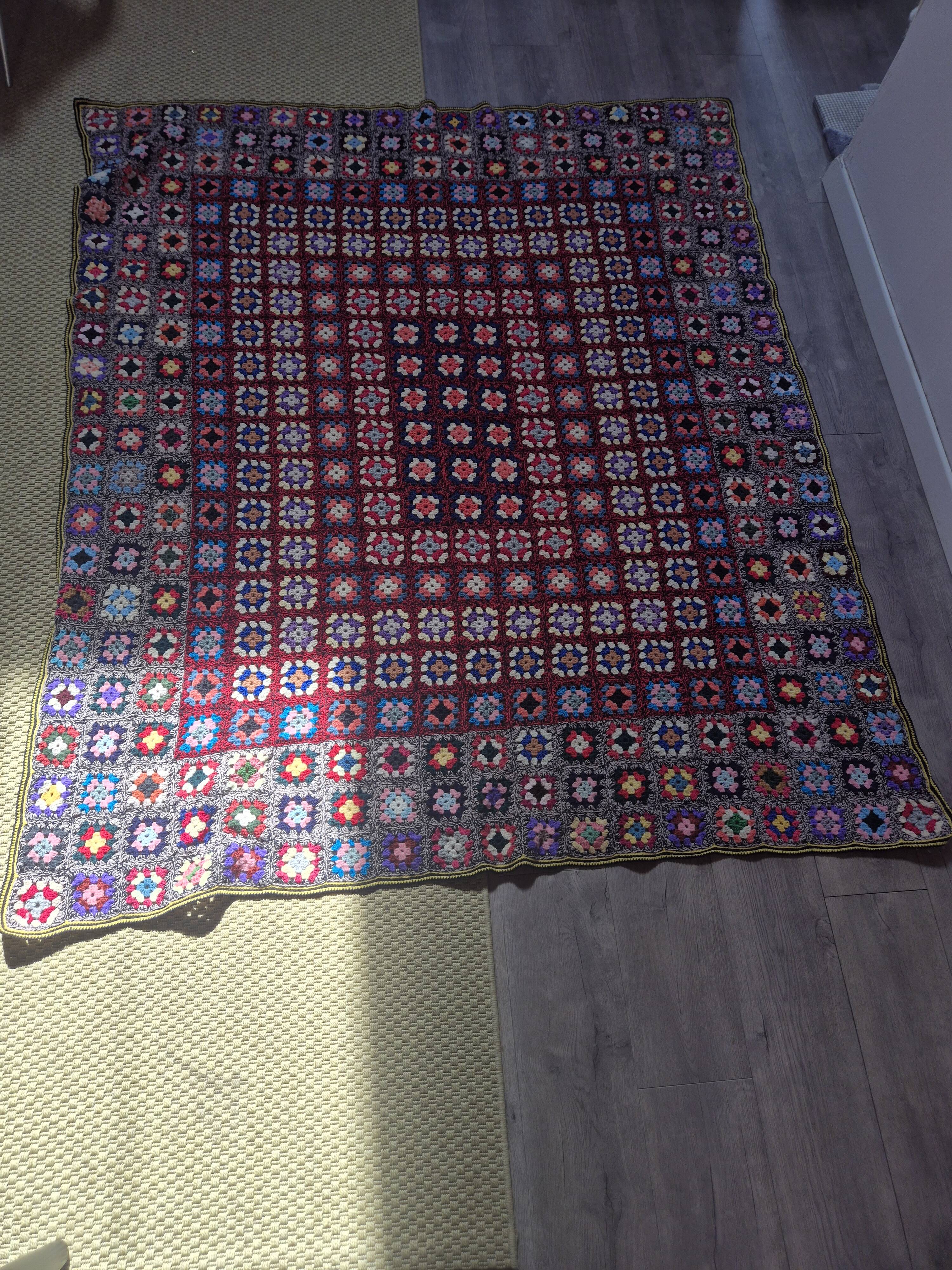 vintage crochet bedspread made of granny squares