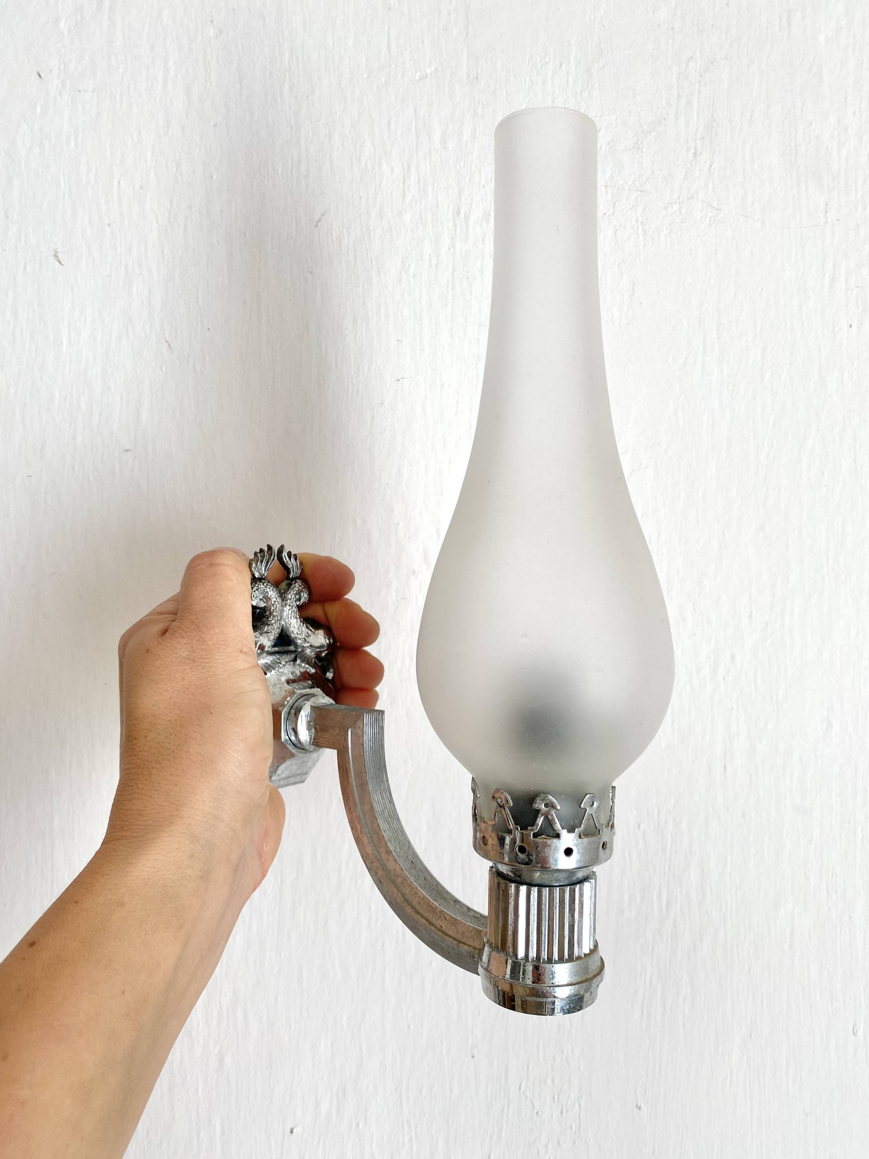 Pair of vintage silver fish wall lights