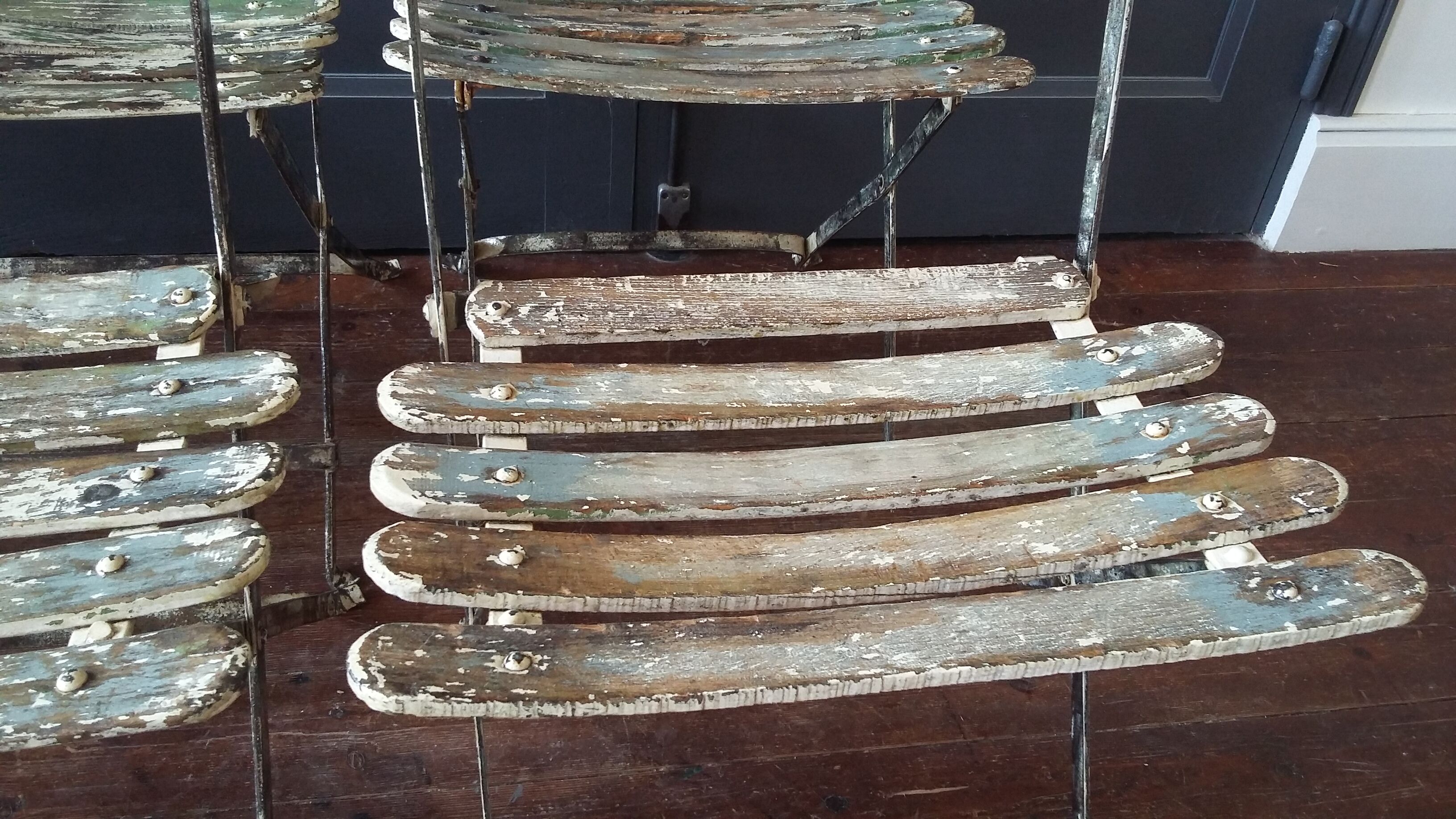 Set of 8 folding bistro / garden chairs fermob 1950