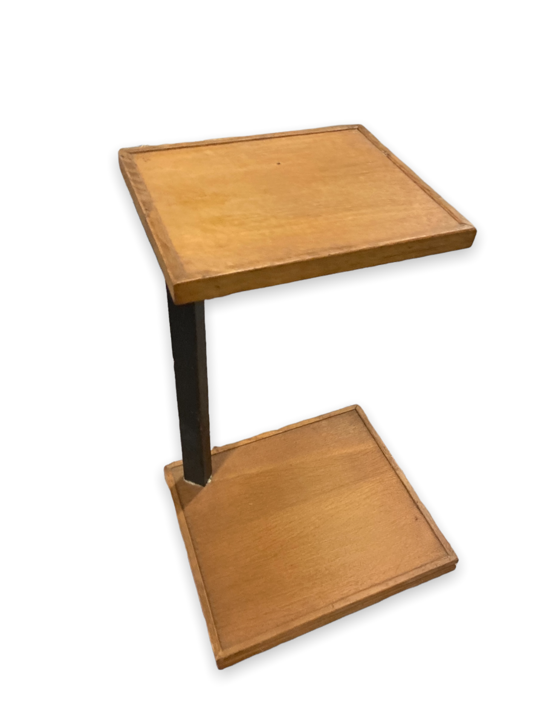 Table with two trays plant holder with midcentury wheel
