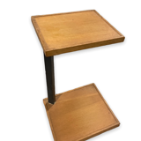 Table with two trays plant holder with midcentury wheel