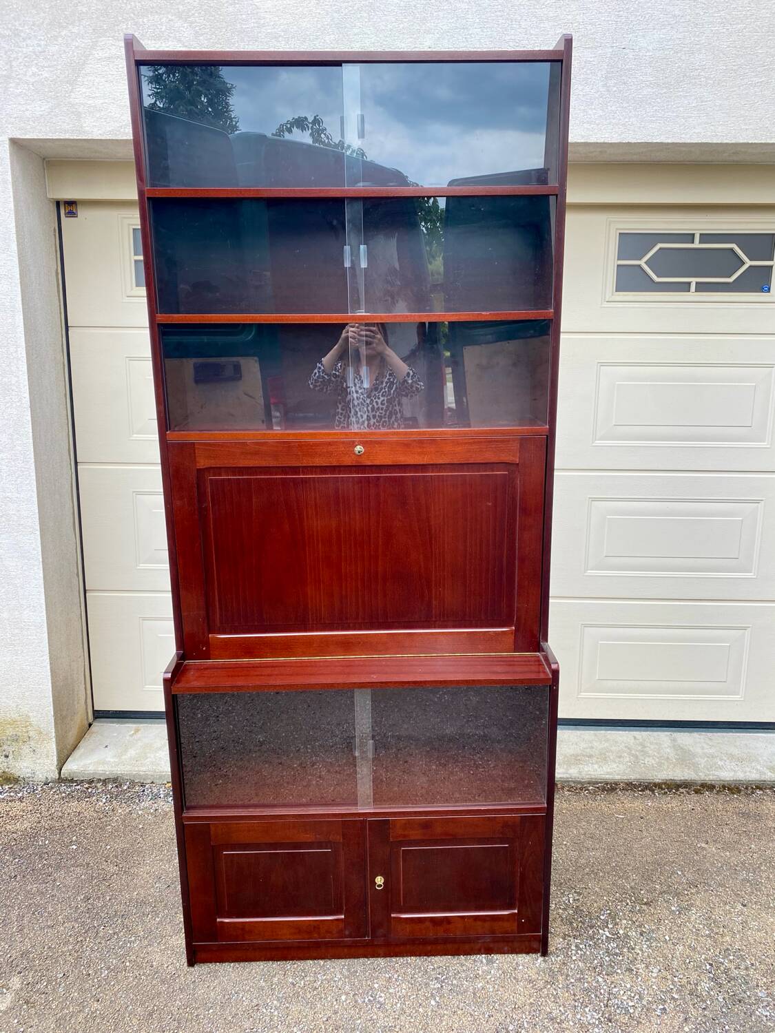 Vintage bar desk library display cabinet secretary with floors