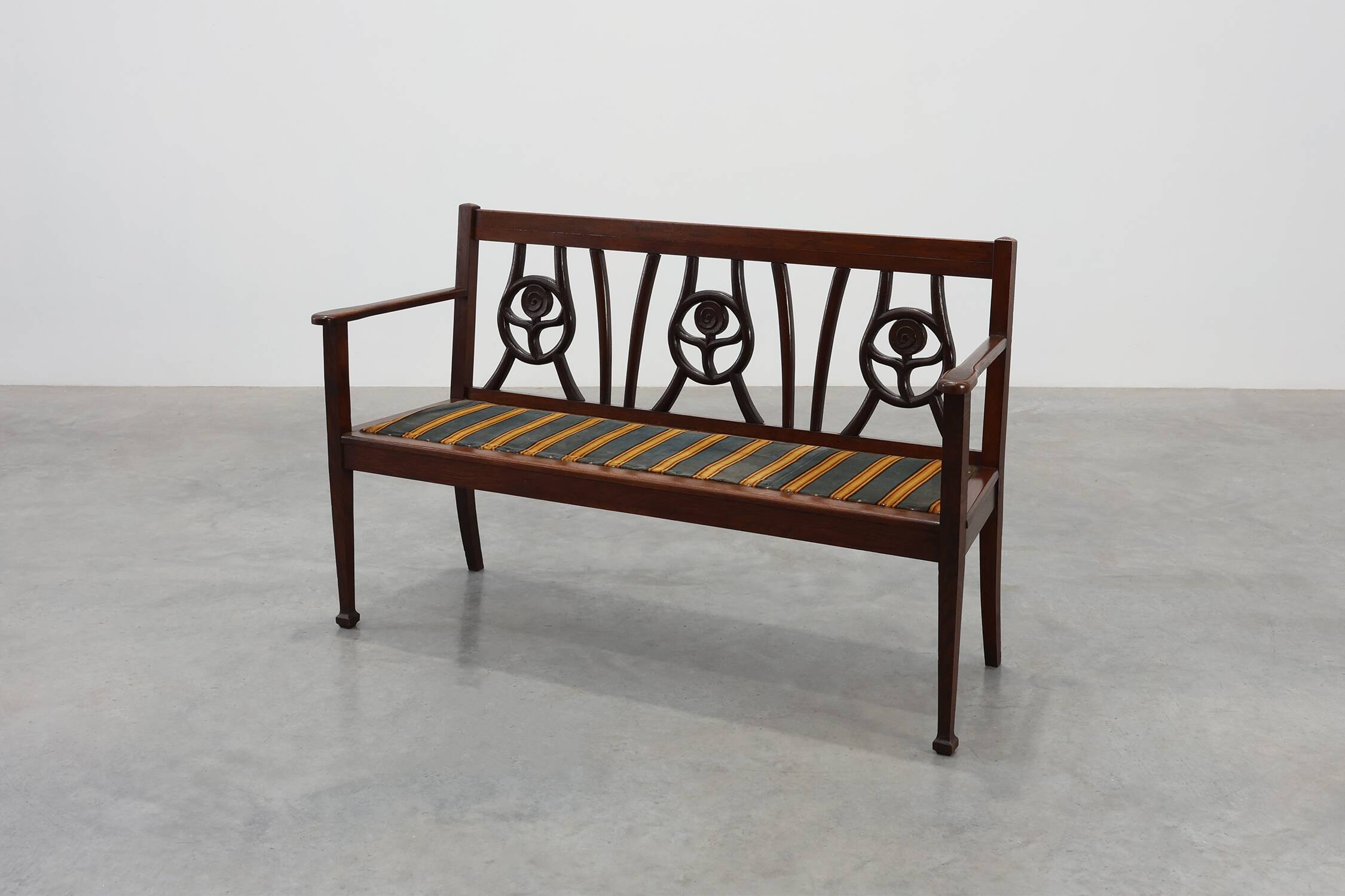 Belgium art deco bench in oak wood 1920s