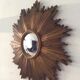 Golden wooden witch eye sun mirror, 60s
