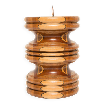 Brown wooden candlestick mid-century, France, 1960s