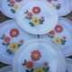 Set of 8 flat plates Arcopal with flowers
