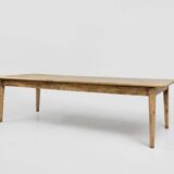 Grande table de ferme rustique en bois d'orme, France vers 1800