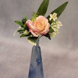 Conical soliflore vase in mixed blue and white glass