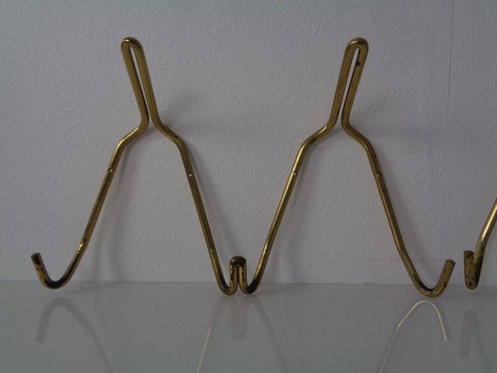 Mid-Century Brass Coat Hooks, 1950s, Set of 2