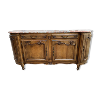 Louis XV style sideboard in walnut and marble