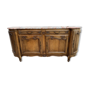 Louis XV style sideboard in walnut and marble