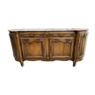 Louis XV style sideboard in walnut with marble top
