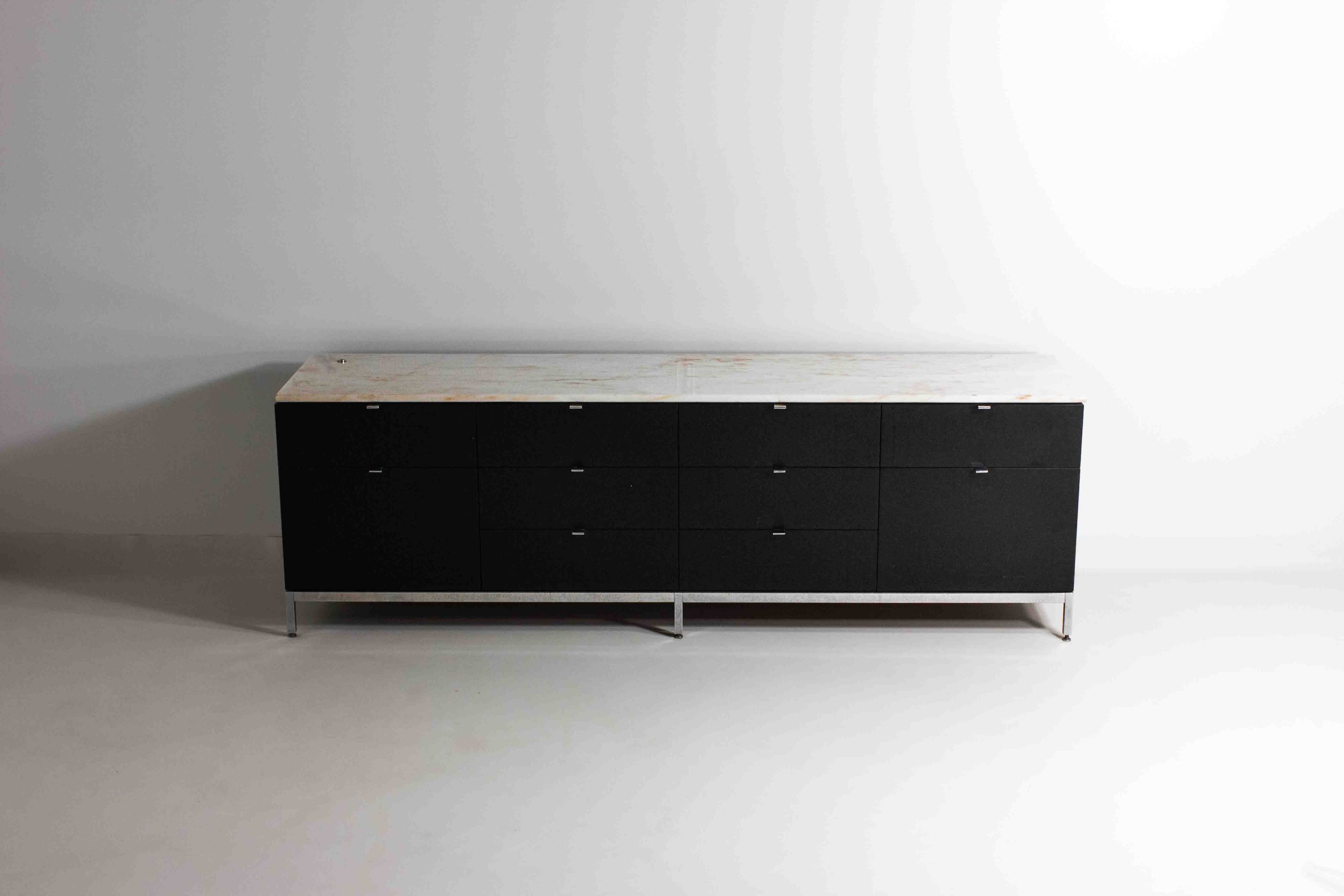 Executive sideboard by Florence Knoll with 'rosé aurore' marble top