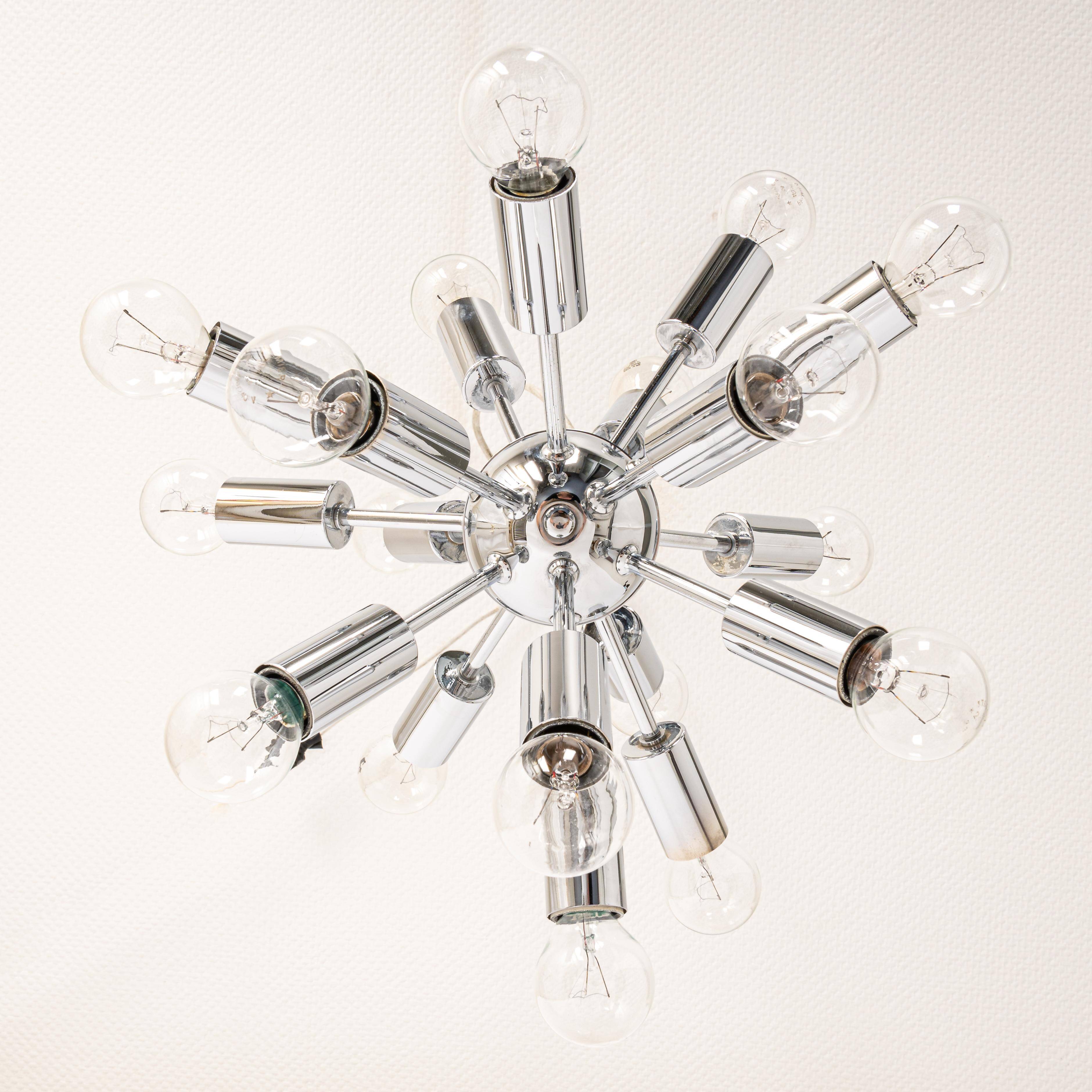 Small Atomium Sputnik space chrome pendant by Cosack, Germany, 1970s.