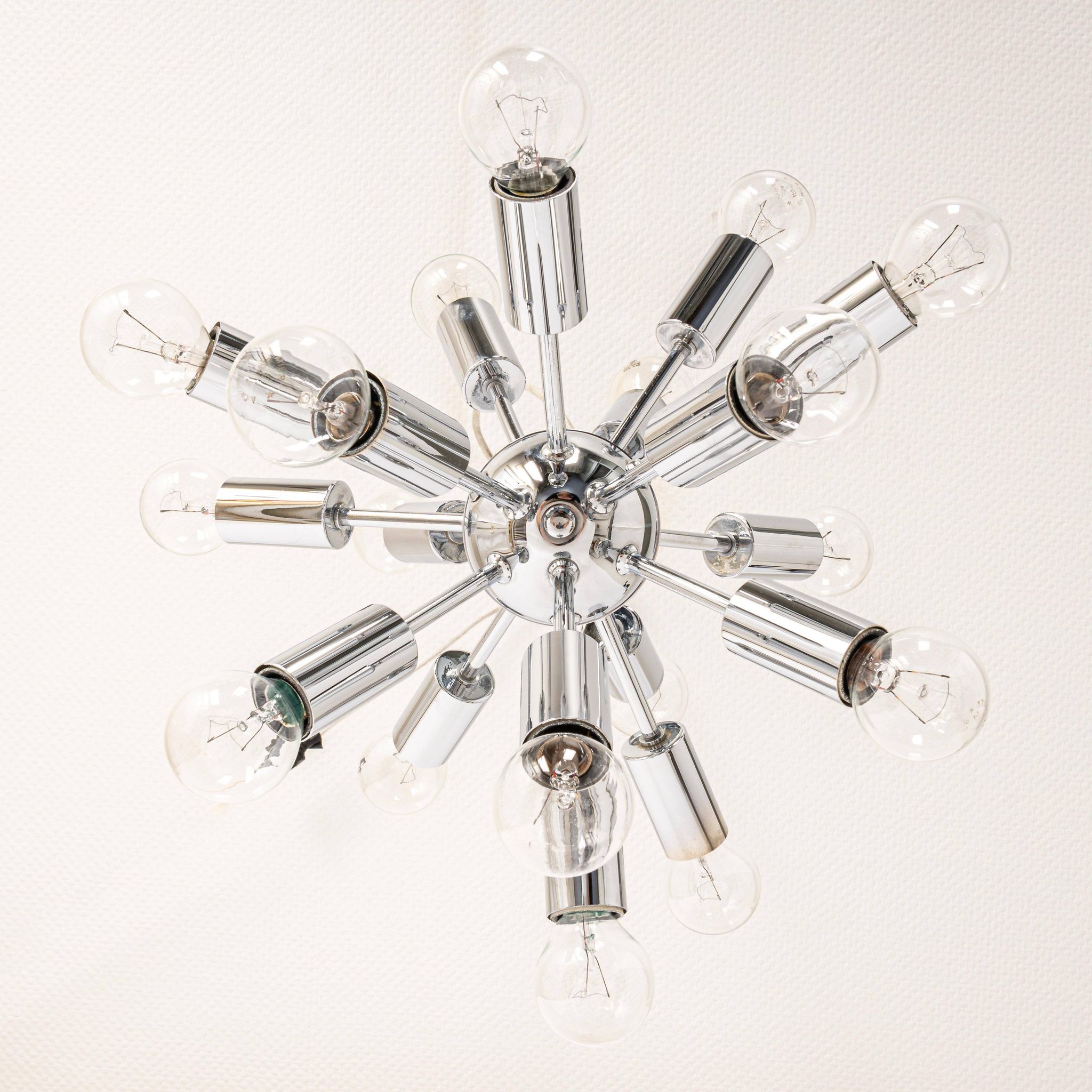 Small Atomium Sputnik space chrome pendant by Cosack, Germany, 1970s.