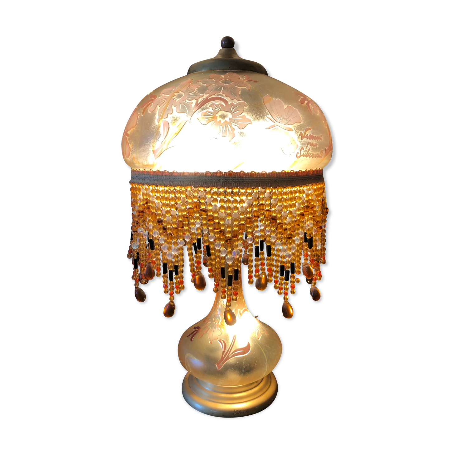 Glass lamp floral decoration Vianne ed. Suberville