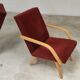 Paire de fauteuils Tchèques en velours marron-bordeaux 1970
