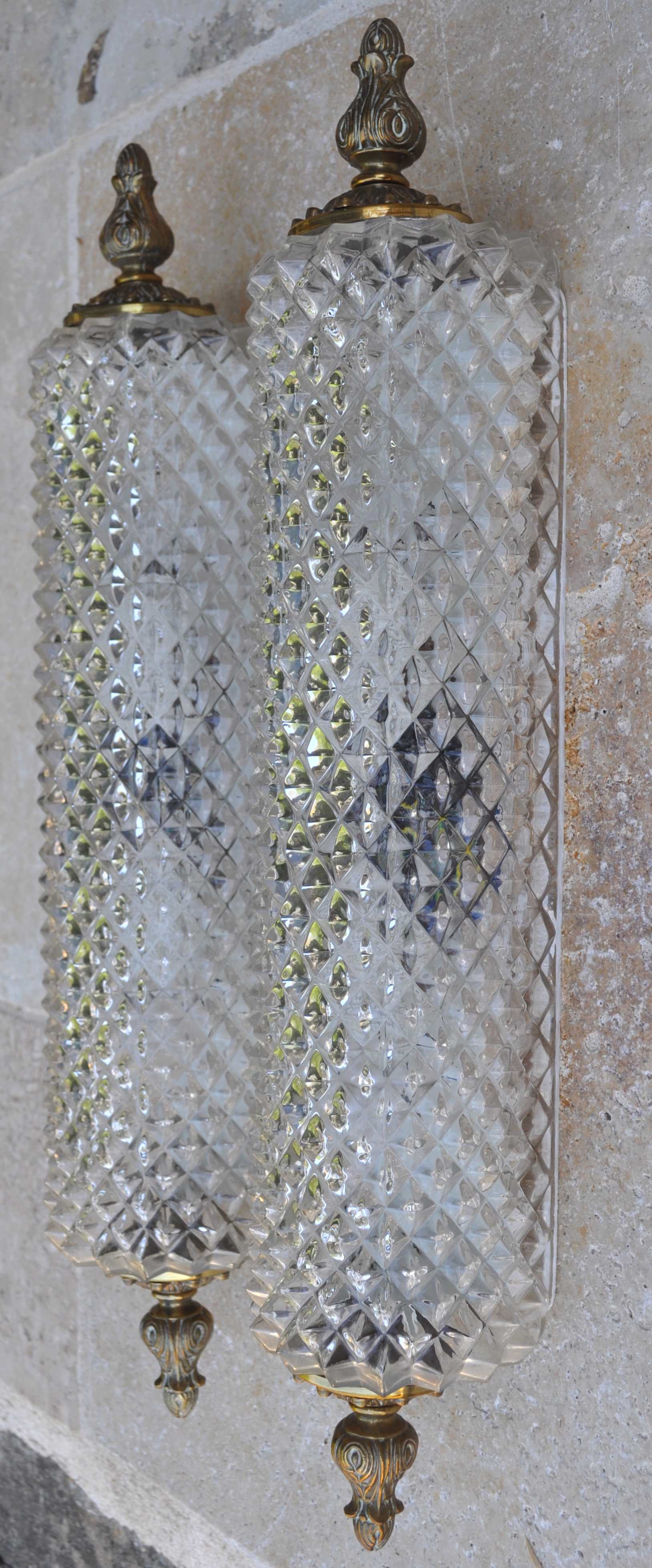 Pair applied glass and bronze