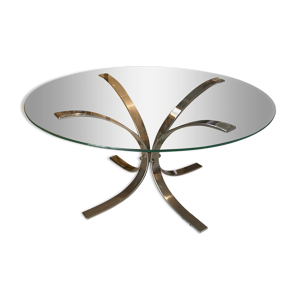 table basse en verre - chrome