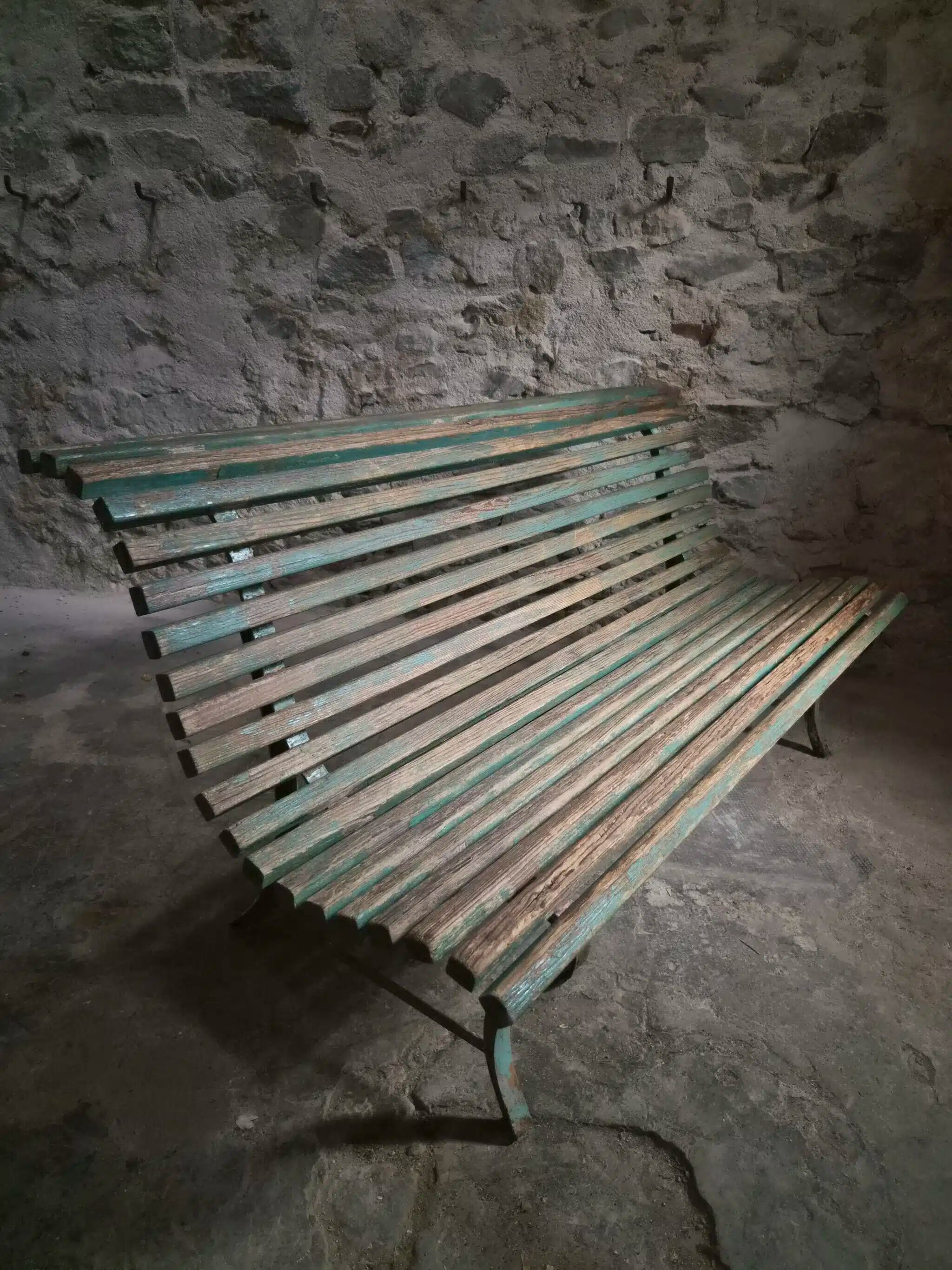 French garden bench in wood and iron, 1950s
