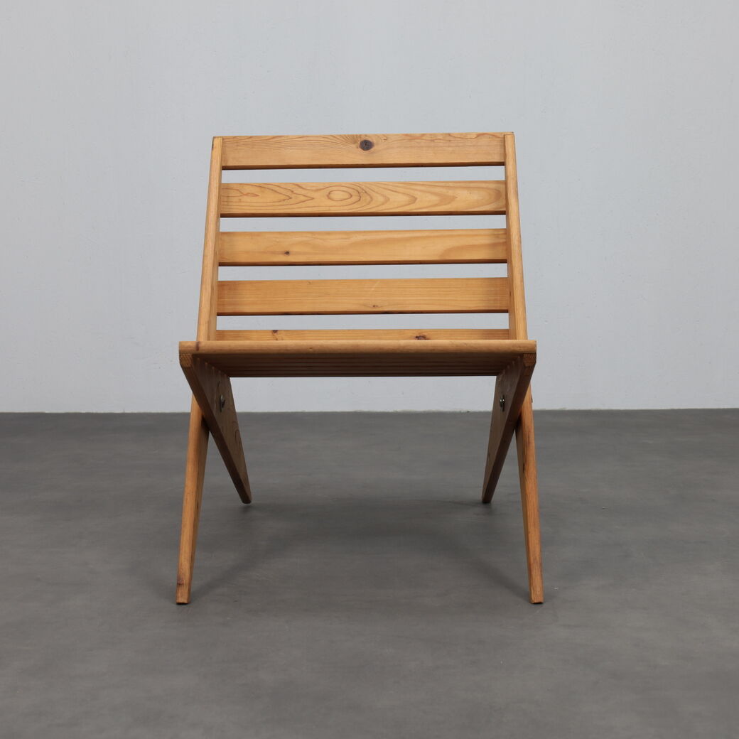 Folding chair “Scissors” in slatted pinewood, 1970s