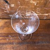 Ancien service pichet et 5 verres a pied en verre gravé art de table vintage