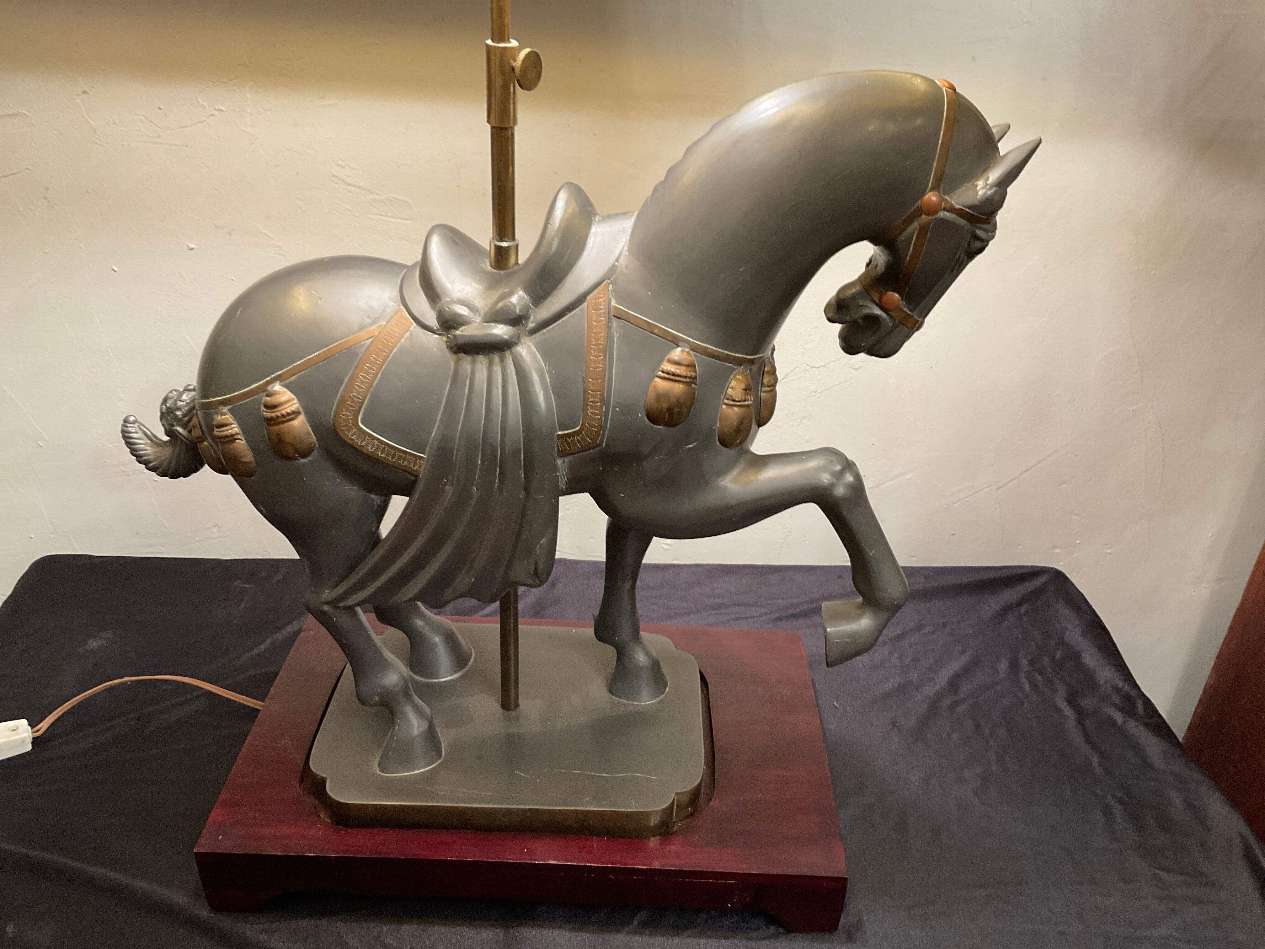 Large vintage horse plight in tin, H103 cm