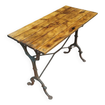 Old bistro table with a wooden top